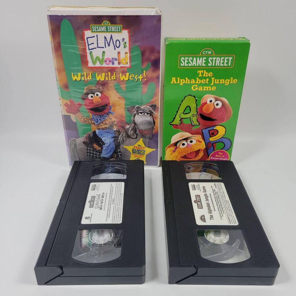 Elmo's World Wild Wild West‎ Alphabet Jungle Game Sesame Street VHS Tape Lot